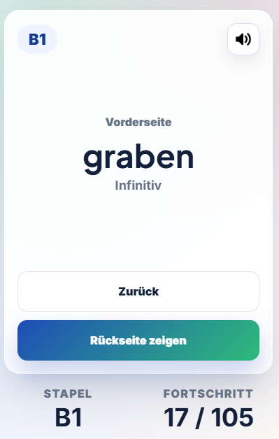 GoDeutsch Verben German verb practice interface