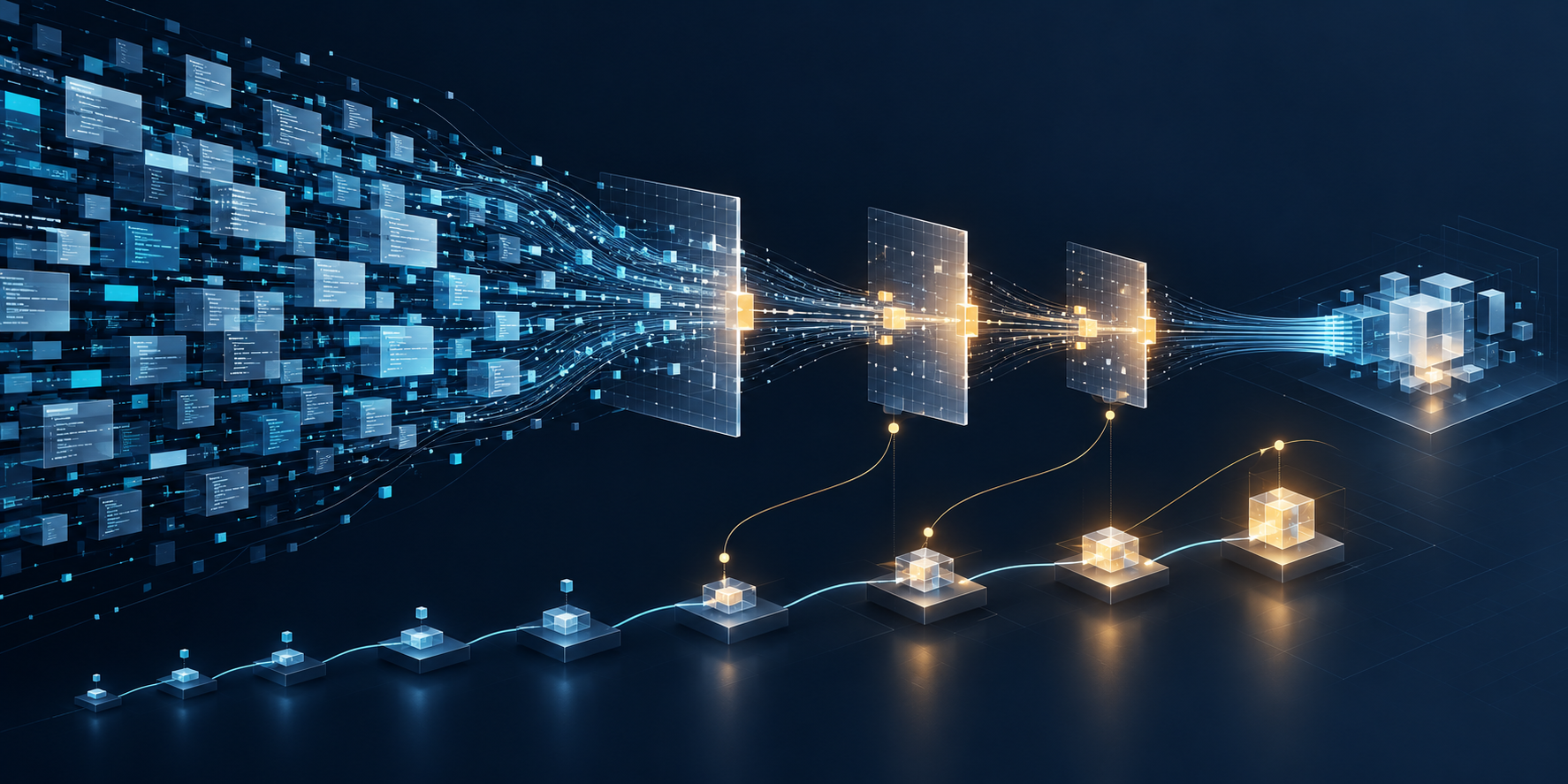 Machine-generated code passing through human verification and review gates