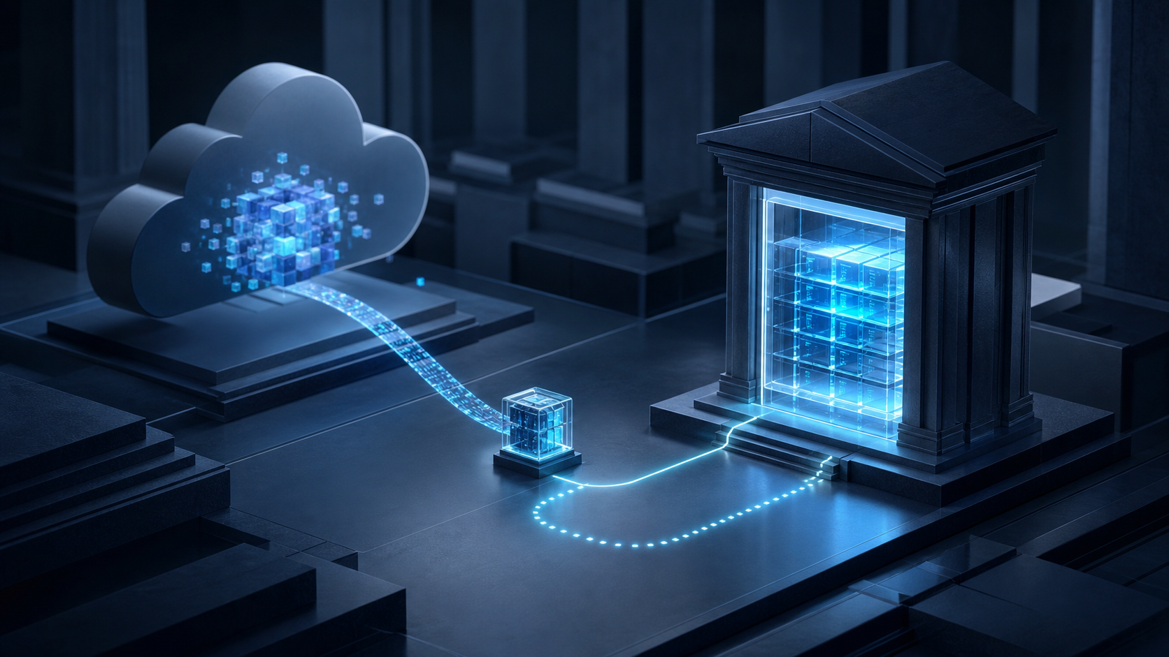 Luminous recovery path joining a cloud system to independently controlled data